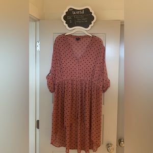 Torrid Dusty Pink with Black Polka Dot Lexie Babydoll High-Low top